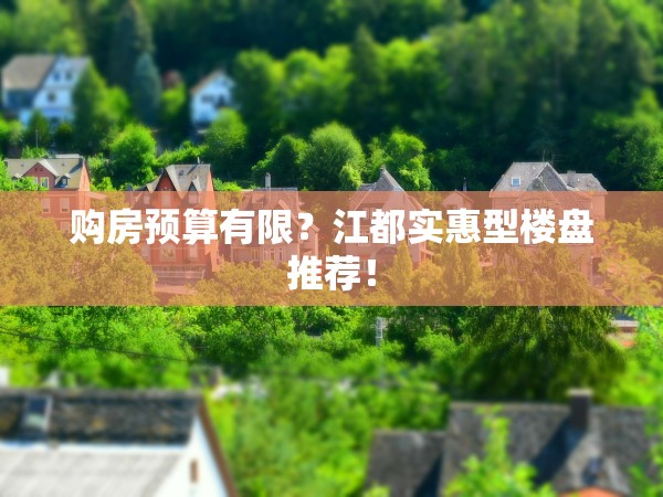 購(gòu)房預(yù)算有限？江都實(shí)惠型樓盤(pán)推薦！